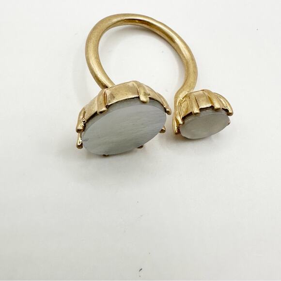 Mother of Pearl Ring Flat Double Gold tone MOP Small Size 4.75 * flaw - Picture 3 of 14